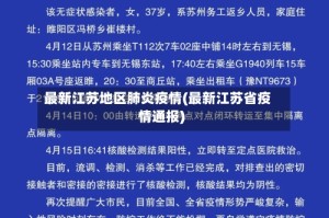 最新江苏地区肺炎疫情(最新江苏省疫情通报)